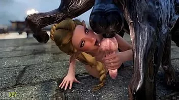 play Elfo tetona quiere aparearse con un monstruo | monstruo enorme polla | 3d porno sexo